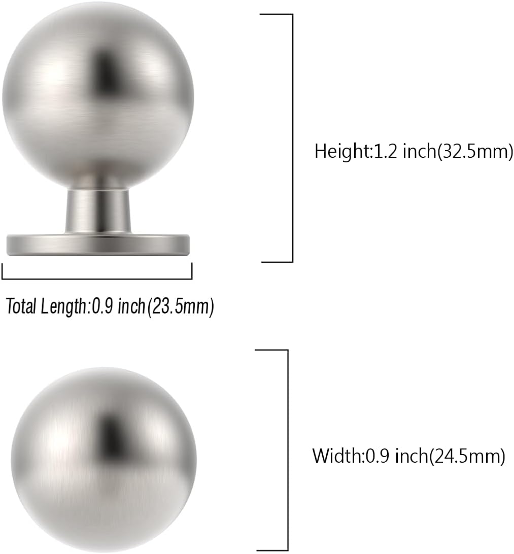 10‑Pack Solid Round Brushed Nickel Cabinet Knobs