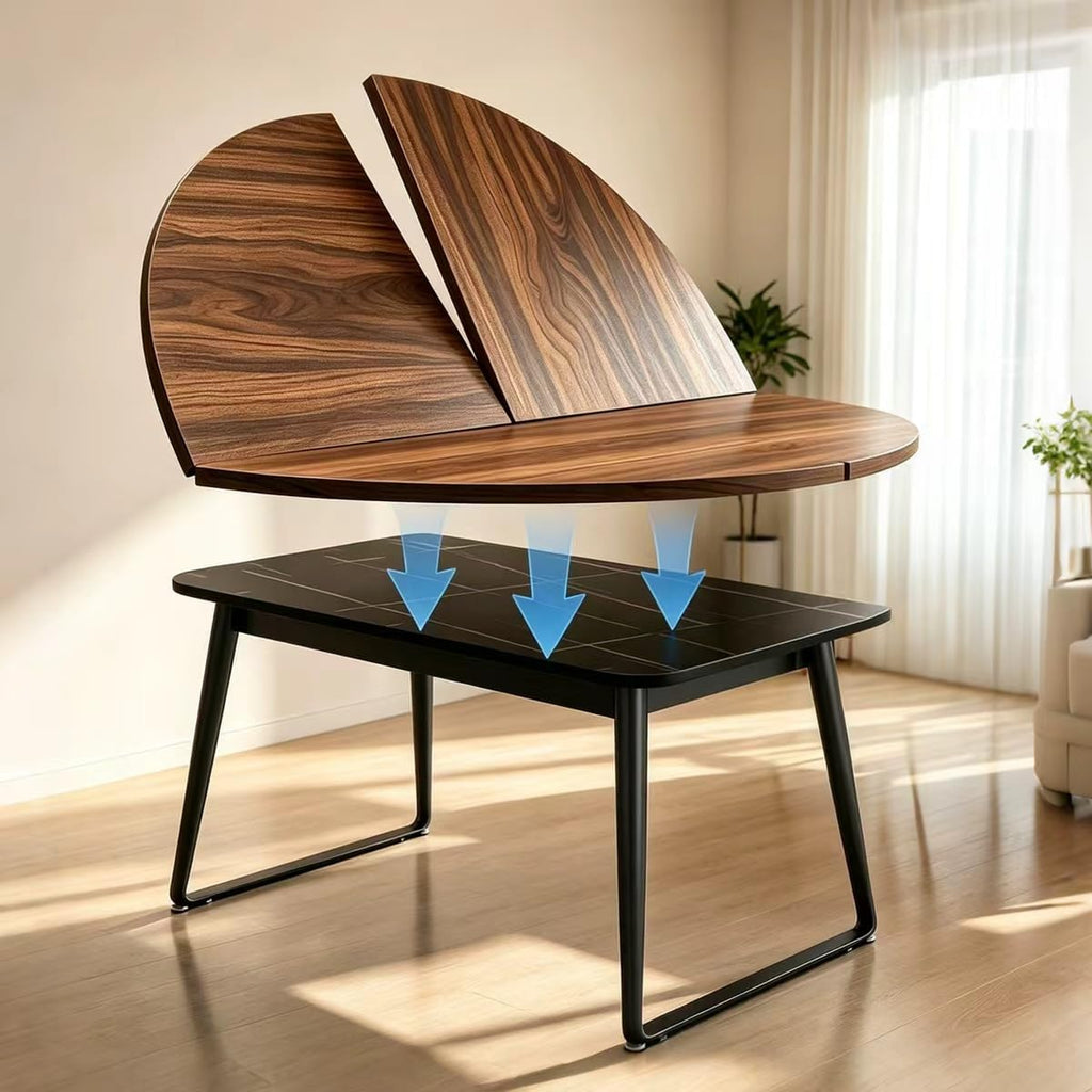 55" Walnut Foldable Round Table Top, No Legs