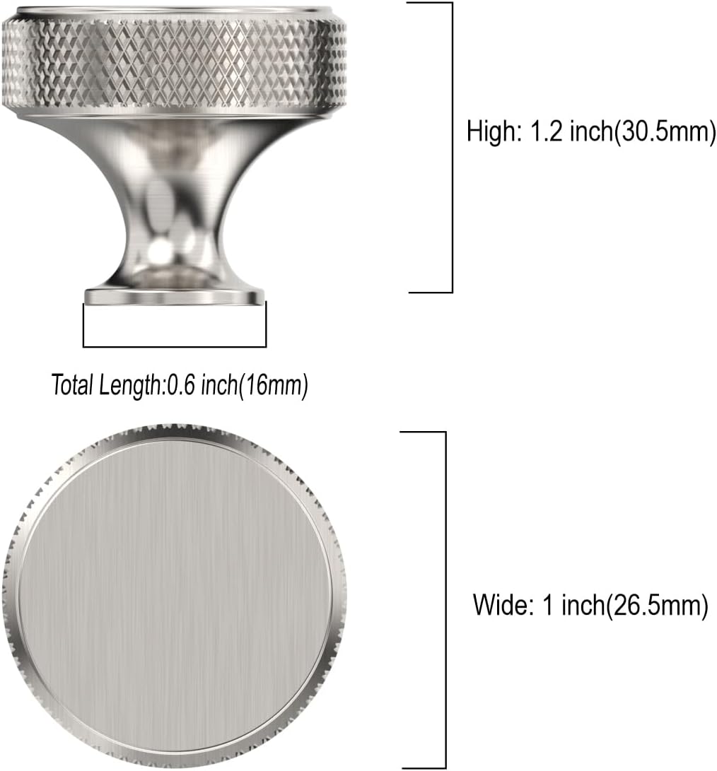 10‑Pack Knurled Brushed Nickel Cabinet Knobs