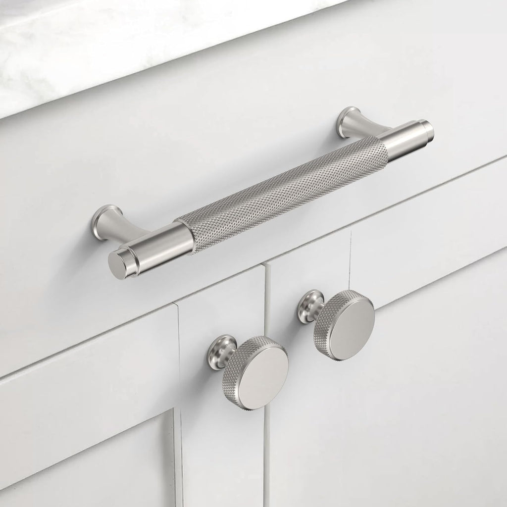 10‑Pack Knurled Brushed Nickel Cabinet Knobs