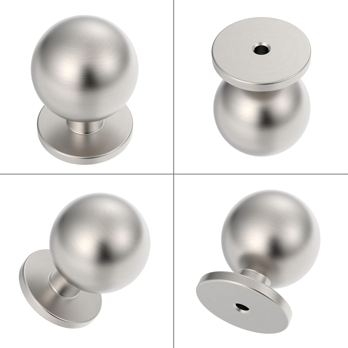 10‑Pack Solid Round Brushed Nickel Cabinet Knobs