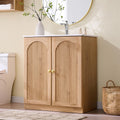 30" Natural Oak Arched Fluted Bathroom Vanity with Sink