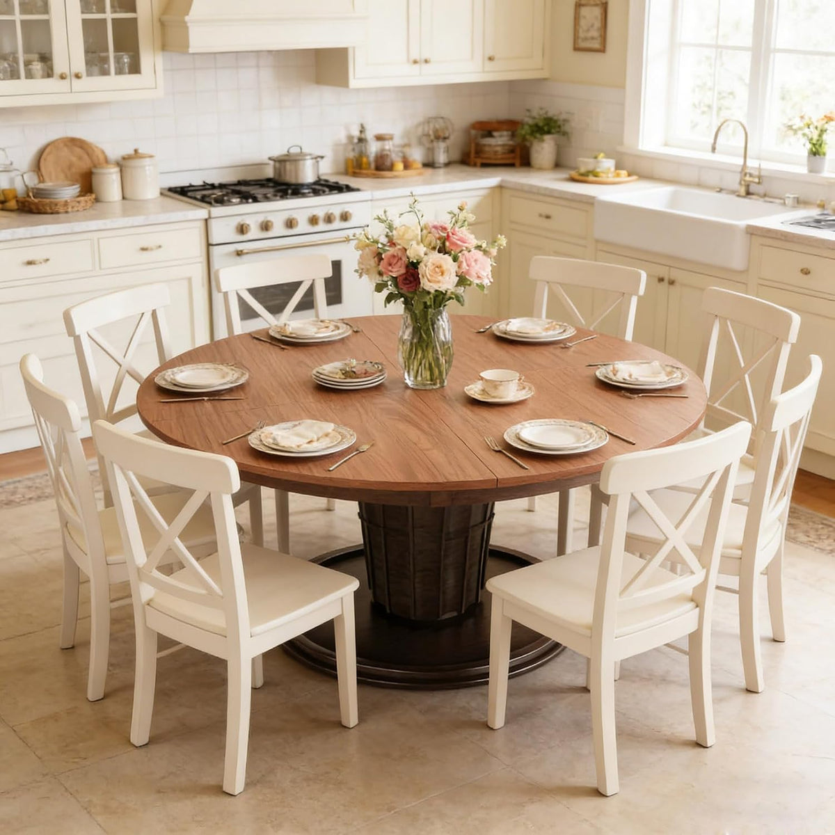 47" Light Walnut Foldable Round Table Top, No Legs