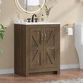 24" Walnut Farmhouse Bathroom Vanity with Ceramic Sink