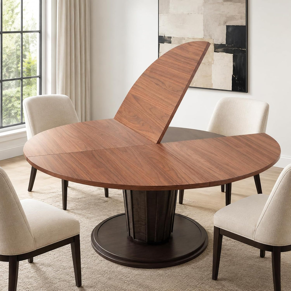 47" Light Walnut Foldable Round Table Top, No Legs