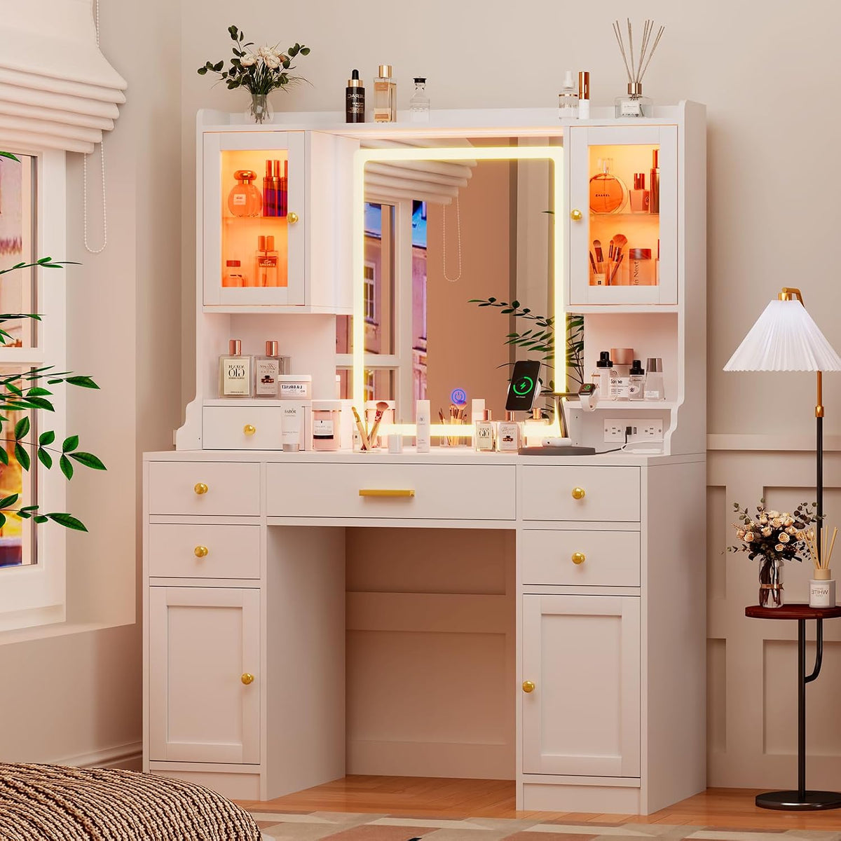 White LED‑RGB Makeup Vanity Desk