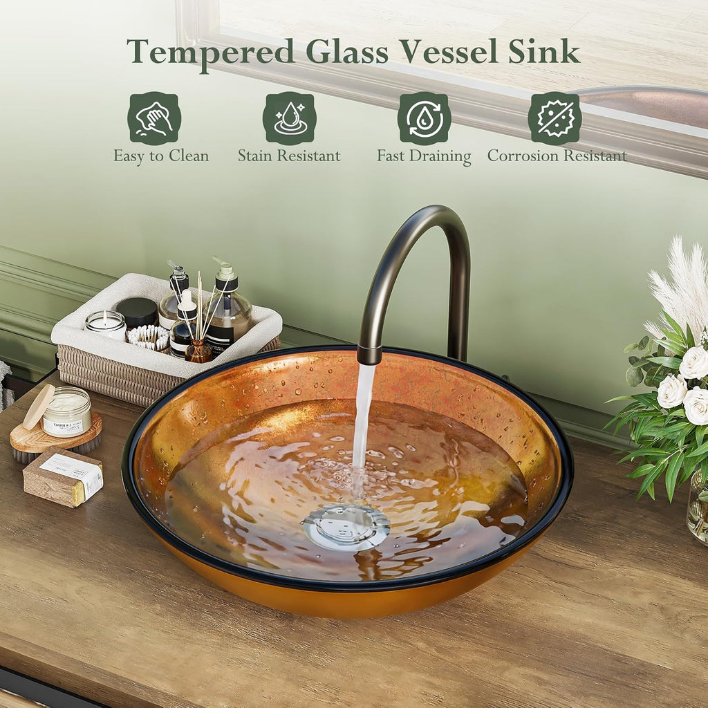 30" Rustic Brown Farmhouse Vanity with Vessel Sink