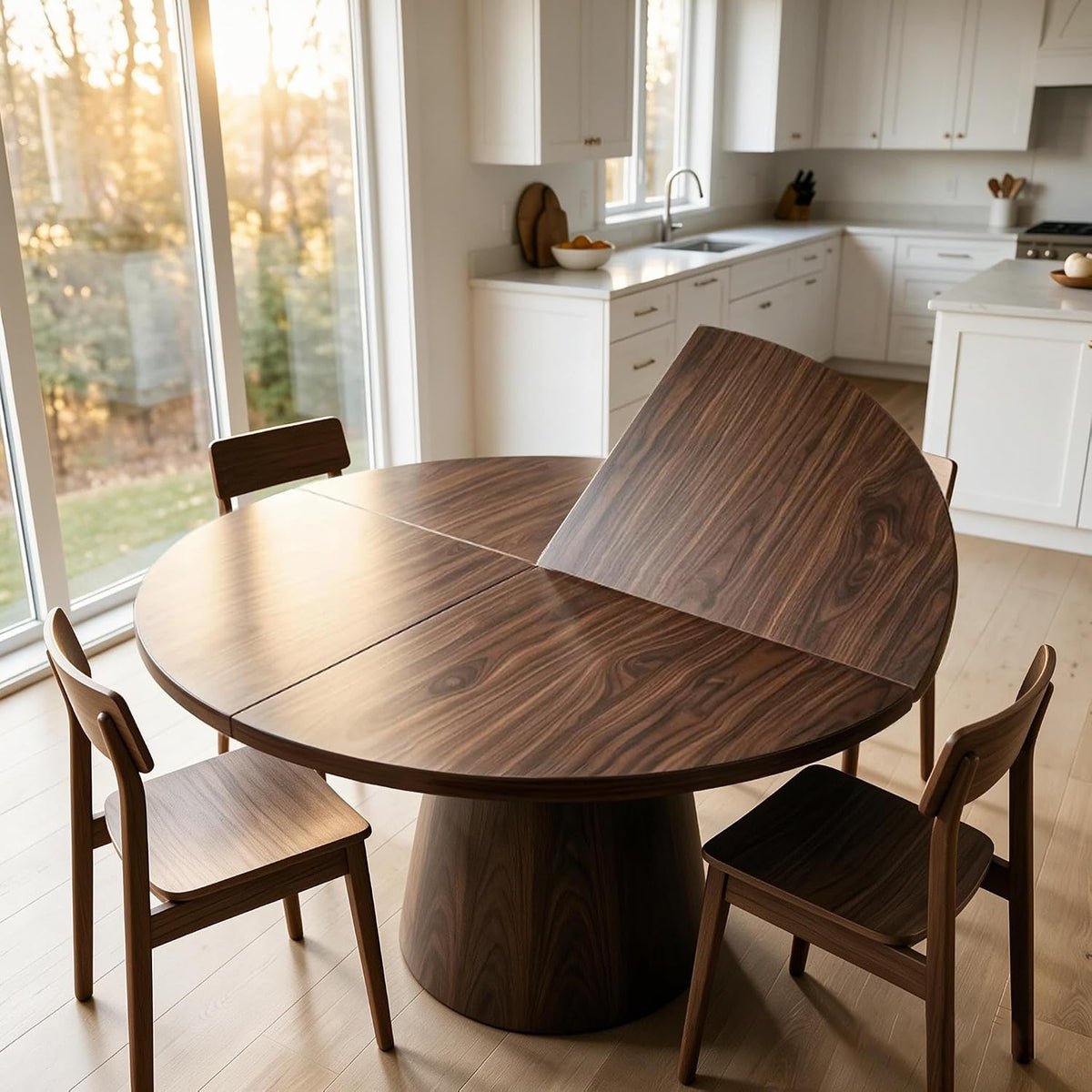 55" Walnut Foldable Round Table Top, No Legs