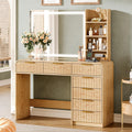 47" Lighted Makeup Vanity Desk,7 Drawers,Power Outlet