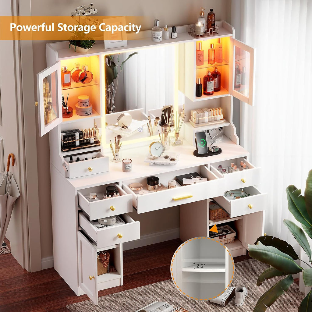 White LED‑RGB Makeup Vanity Desk